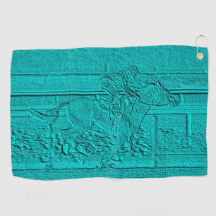Aquamarine geätzte Blick-PferdelaufenSilhouette Golfhandtuch