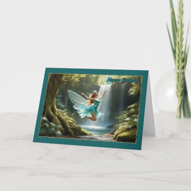 Aquamarine Geburtstagskarte für junge Mädchen Karte (Vorderseite)