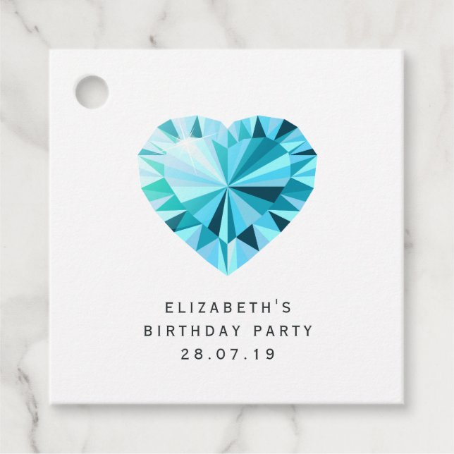 Aquamarine Gemstone Damask Geschenkanhänger (Vorderseite)