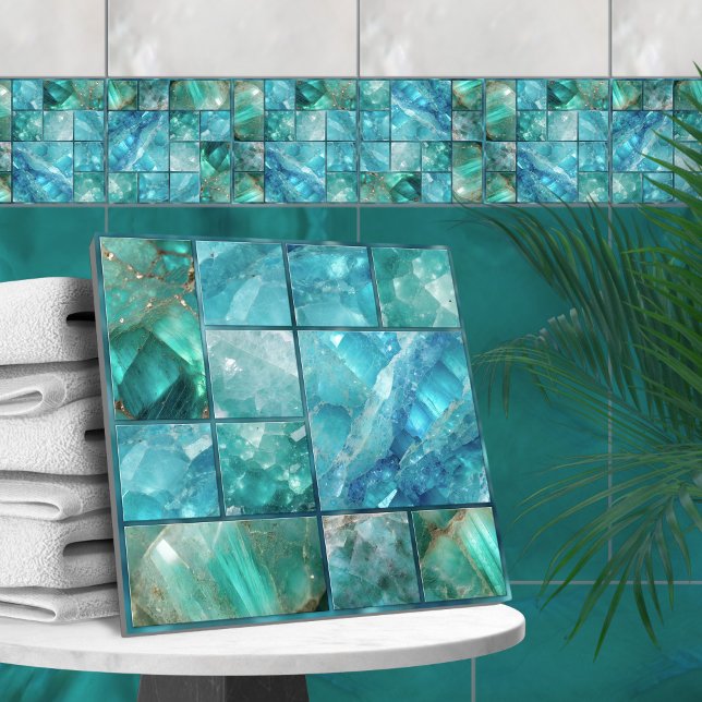 Aquamarine - Geometrische Collage Fliese (Von Creator hochgeladen)