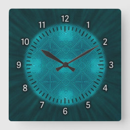 Aquamarine geometrische Musteruhr Quadratische Wanduhr