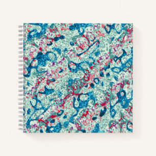 Aquamarine Gepunktete Abstraktion mit blauem Rot Notizbuch