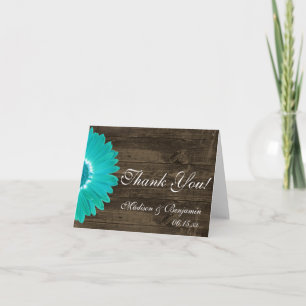 Aquamarine Gerber Daisy Rustic Wedding Dankeschön Dankeskarte