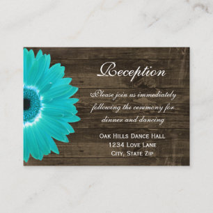 Aquamarine Gerber Daisy Wedding Reception Directio Begleitkarte