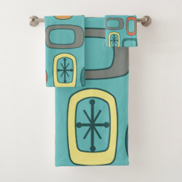 Aquamarine, gerundete Rechtecke des MCM Mitteljahr Badhandtuch Set