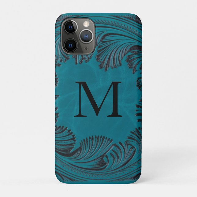 Aquamarine geschliffene Imitate Leder Western Blum Case-Mate iPhone Hülle (Rückseite)