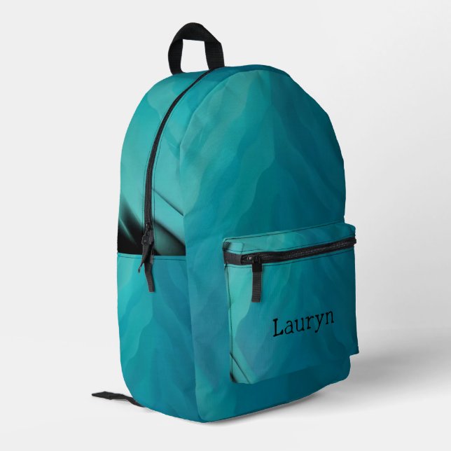 Aquamarine Glasstruktur Bedruckter Rucksack (Rückseitige Ecke links)