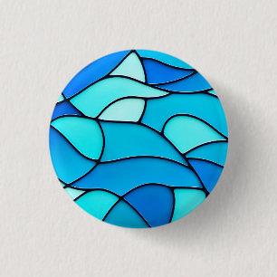 Aquamarine Glaswellen Button