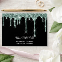 Aquamarine Glitzer Tropfen Hochzeit Black Corporat