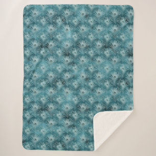 Aquamarine Glitzy Glam Peacock Federn Sherpadecke