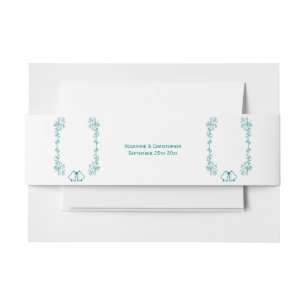 Aquamarine Glocken-Scrollwork-Hochzeit Einladungsbanderole
