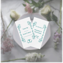 Aquamarine Glocken-Scrollwork-Hochzeit Platzkarte