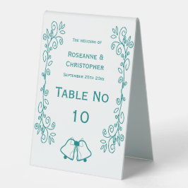 Aquamarine Glocken-Scrollwork-Hochzeit Tischaufsteller
