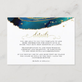 Aquamarine Gold-Agate-Hochzeitskarte Begleitkarte