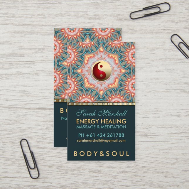Aquamarine Gold Energy Healing Holistic Business C Visitenkarte (Vorderseite/Rückseite Beispiel)
