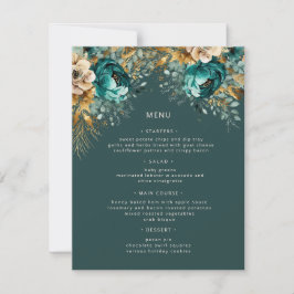 Aquamarine Gold Luxe Blumenkarte Einladung