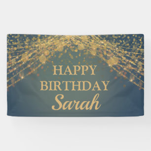 Aquamarine Gold String Lights Bokeh Happy Geburtsn Banner