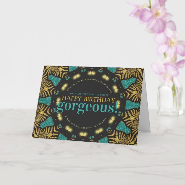 Aquamarine Gold Tribal Happy Birthday Gorgeous Car Karte (Orchidee)