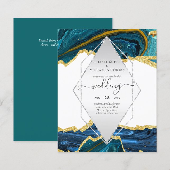 Aquamarine GoldAGATE-Hochzeit (Vorne/Hinten)