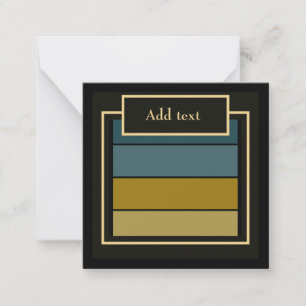 Aquamarine, goldene, weiße und schwarze Streifen Mitteilungskarte
