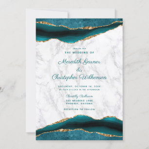 Aquamarine Goldmedaille und Marmorhochzeit Einladung
