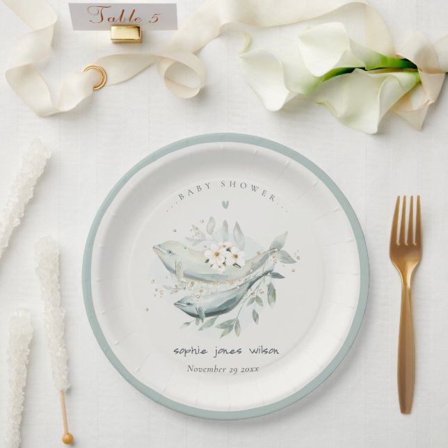 Aquamarine Goldmedaille unter Wasser Pappteller (Hochzeit)