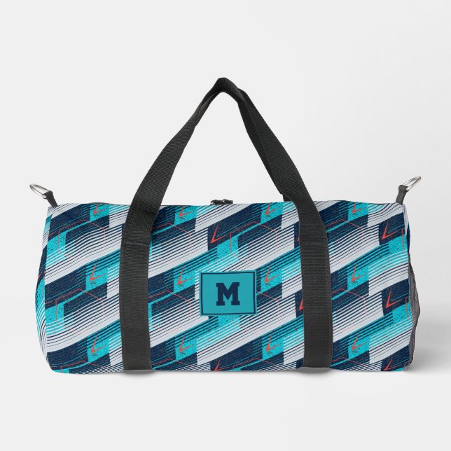 Aquamarine Graue Abstrakte Streifen Duffle Bag (Vorderseite)