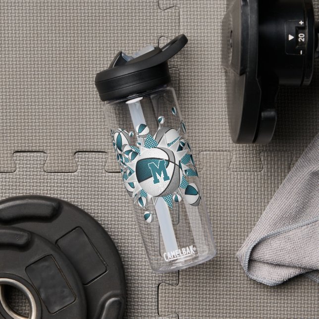 aquamarine graue Basketbälle stern Mädchen mit Mon Trinkflasche (Fitnessstudio)