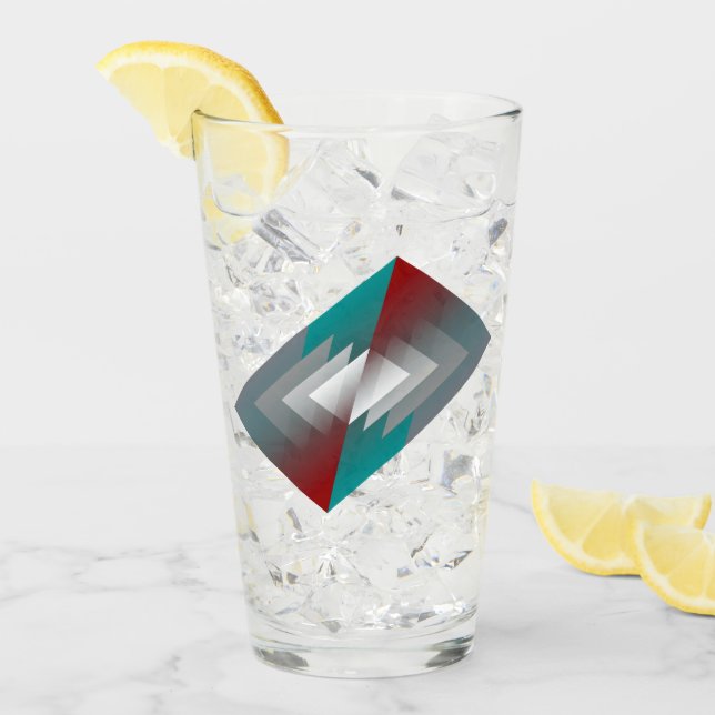 Aquamarine graue Dreiecke auf Bordeaux Glas (Vorderseite Ice)