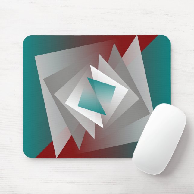Aquamarine graue Dreiecke Mousepad (Mit Mouse)