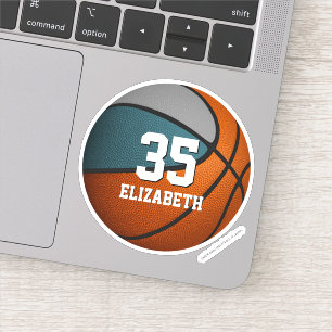 aquamarine graue Mannschaft farbig Jungs Basketbal Aufkleber