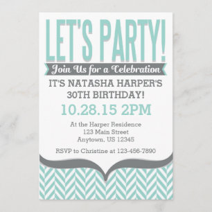 Aquamarine graue moderne einladung