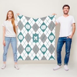 aquamarine graue Raute Muster Volleyballs mit Mono Fleecedecke