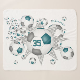 aquamarine graue Sportdekoration Fußball Blowout Sherpadecke