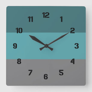 Aquamarine, graue Streifen Quadratische Wanduhr