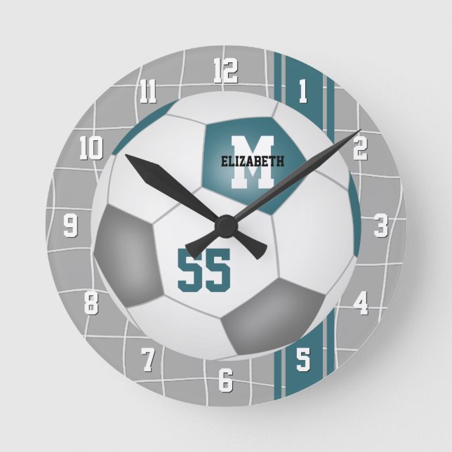 aquamarine Graufarben Mannschaftsfarben, Farbstrei Runde Wanduhr (Vorderseite)