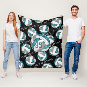 aquamarine Graumädchen Liebe Volleyball personalis Fleecedecke
