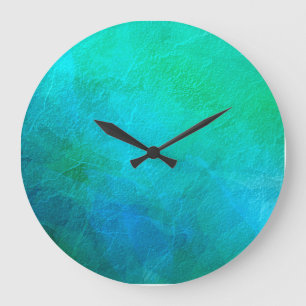 Aquamarine Green Blue Ice Abstrakte Kunst, Dichtun Große Wanduhr