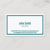 Aquamarine Green Border Pharmaceutical Business Ca
