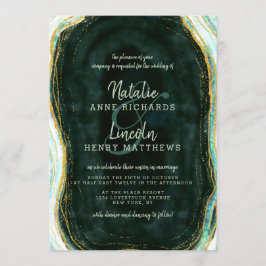 Aquamarine Green & Gold Agate Marble Geode Stone W Einladung