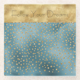 Aquamarine Green Gold Luxe Glam Glitzer Dots   Glasuntersetzer