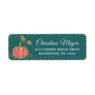 Aquamarine Green Gold Water Colour Pumpkin-Rücksen
