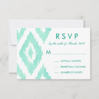 Aquamarine Green Ikat UAWG RSVP Karte