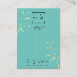 Aquamarine Green Leaf QR Schmuck-Haarschnitt-Displ Telefonnummerkarte