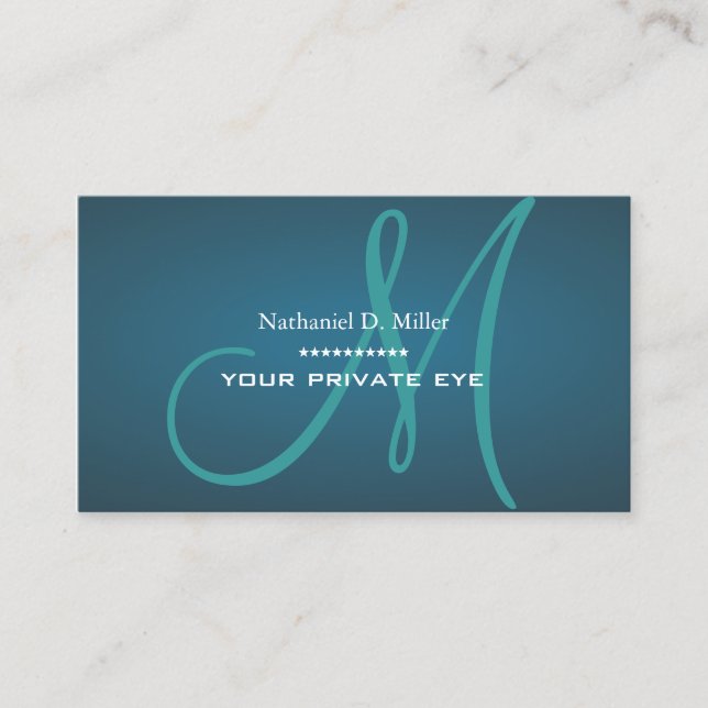 Aquamarine Green Monogramm-Visitenkarte Visitenkarte (Vorderseite)