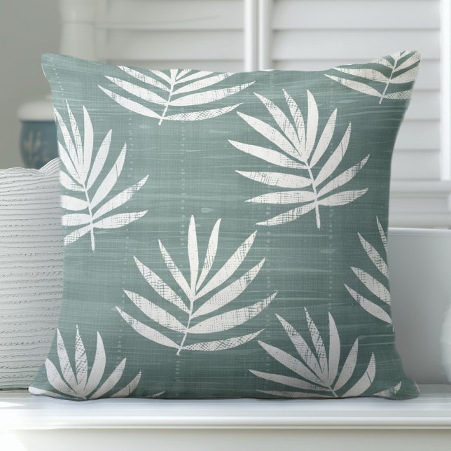 Aquamarine Green Palm Blätter Kissen Kissen (Von Creator hochgeladen)