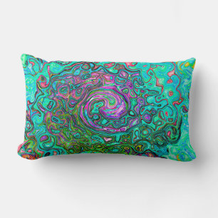 Aquamarine Groovy Abstrakt Retro Liquid Swirl Lendenkissen