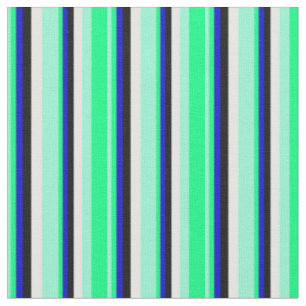 Aquamarine, Grün, Blau, Schwarz und Minzcreme Stoff
