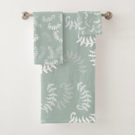 Aquamarine grüne botanische Blätter Badhandtuch Set