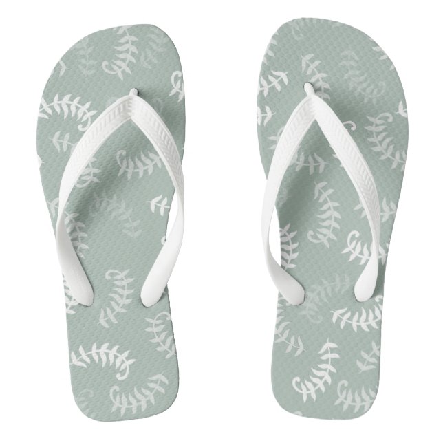 Aquamarine grüne botanische Blätter Flip Flops (Fußbett)